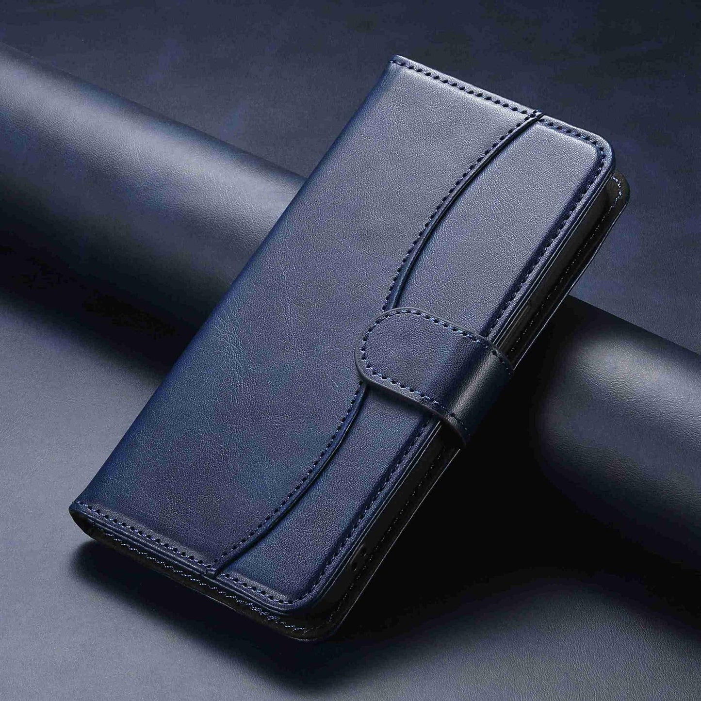 For Redmi K90 Pro Max / Poco F8 Ultra Dual-Folded S-shape Leather Phone Case(Navy Blue)
