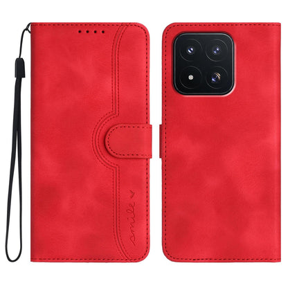 For Xiaomi 17 Max 5G Heart Pattern Skin Feel Leather Phone Case - Red - EDA007790010A