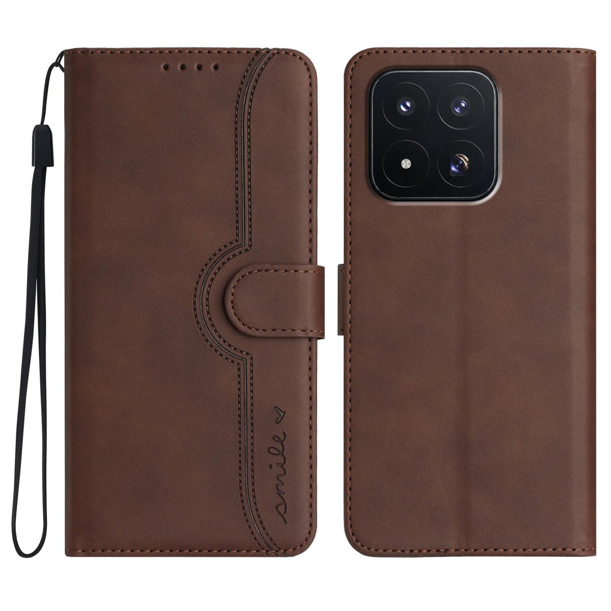 For Xiaomi 17 Max 5G Heart Pattern Skin Feel Leather Phone Case - Brown - EDA007790010B