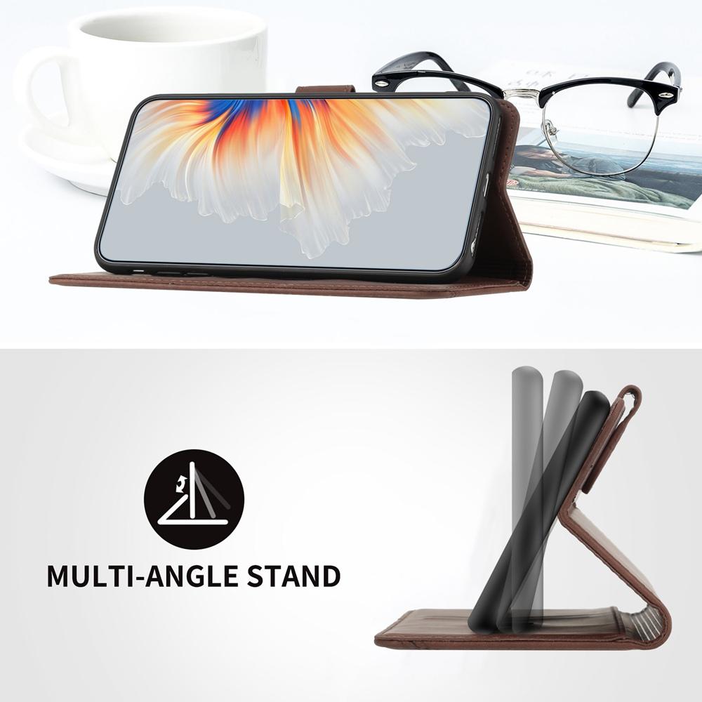 For Xiaomi 17 Max 5G Heart Pattern Skin Feel Leather Phone Case - Brown - EDA007790010B
