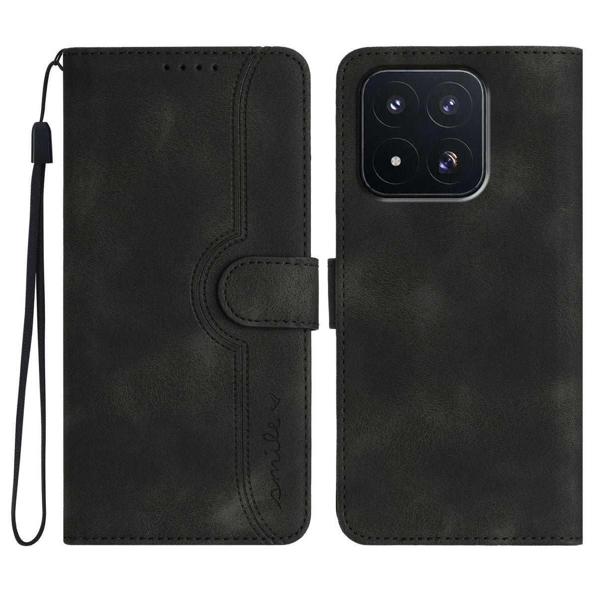 For Xiaomi 17 Max 5G Heart Pattern Skin Feel Leather Phone Case - Black - EDA007790010D