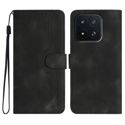 For Xiaomi 17 Max 5G Heart Pattern Skin Feel Leather Phone Case - Black - EDA007790010D