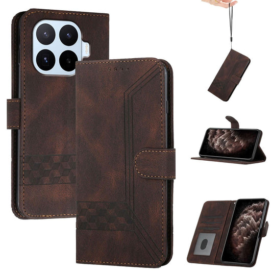 For Xiaomi 17T 5G Cubic Skin Feel Flip Leather Phone Case - Brown - EDA007791208E