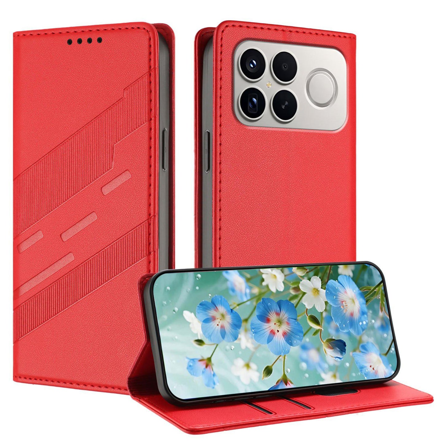 For Redmi K90 Pro Max / Poco F8 Ultra 5G Embossed Multi-functional Wallet Retro Leather Phone Case(Red)