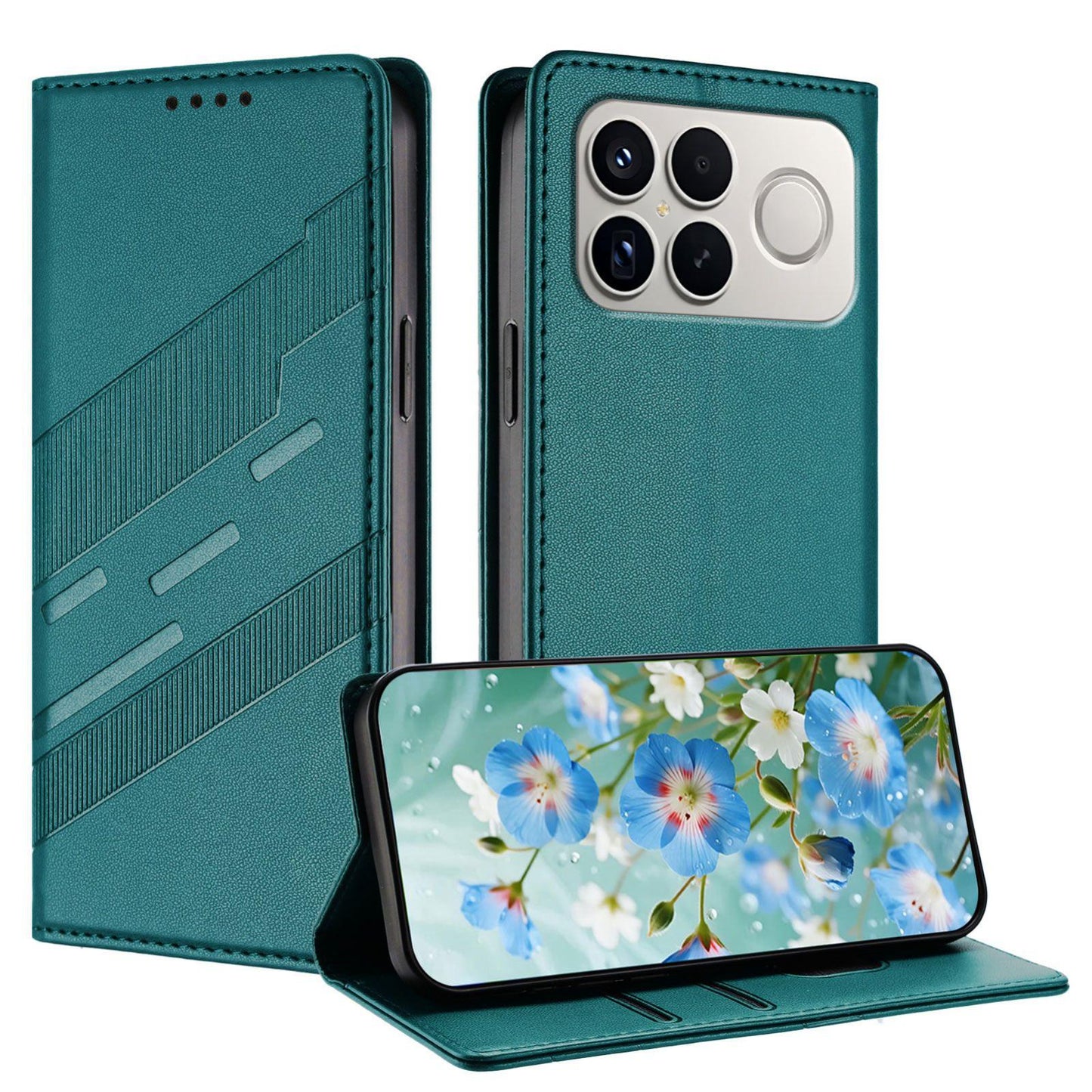 For Redmi K90 Pro Max / Poco F8 Ultra 5G Embossed Multi-functional Wallet Retro Leather Phone Case(Dark Green)