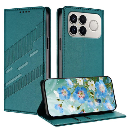 For Redmi K90 Pro Max / Poco F8 Ultra 5G Embossed Multi-functional Wallet Retro Leather Phone Case(Dark Green)