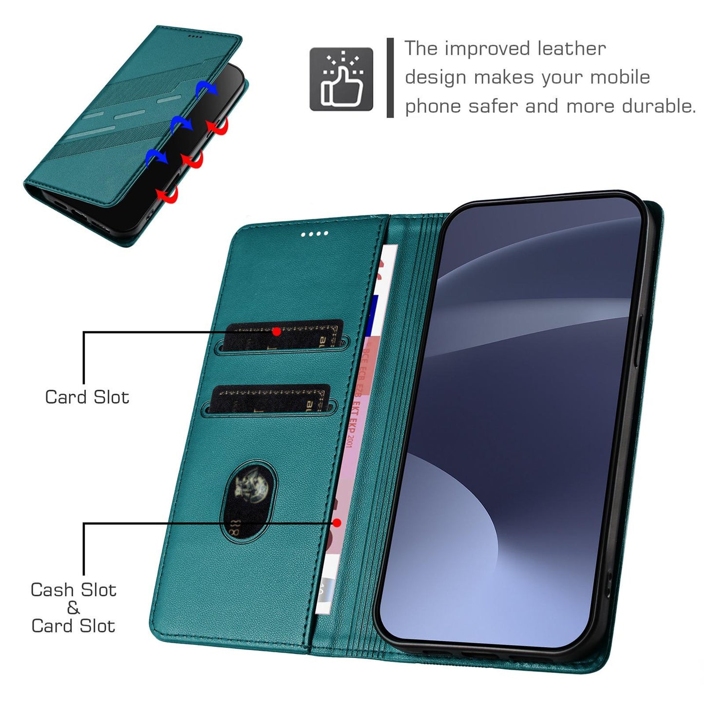 For Redmi K90 Pro Max / Poco F8 Ultra 5G Embossed Multi-functional Wallet Retro Leather Phone Case(Dark Green)