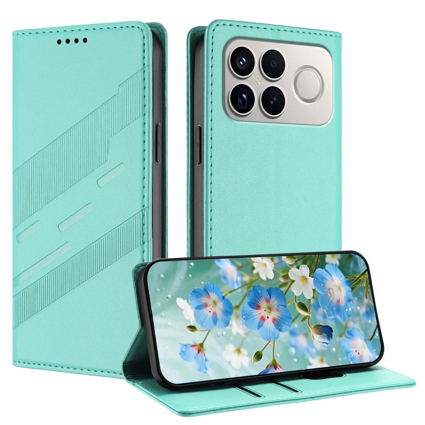 For Redmi K90 Pro Max / Poco F8 Ultra 5G Embossed Multi-functional Wallet Retro Leather Phone Case(Mint Green)