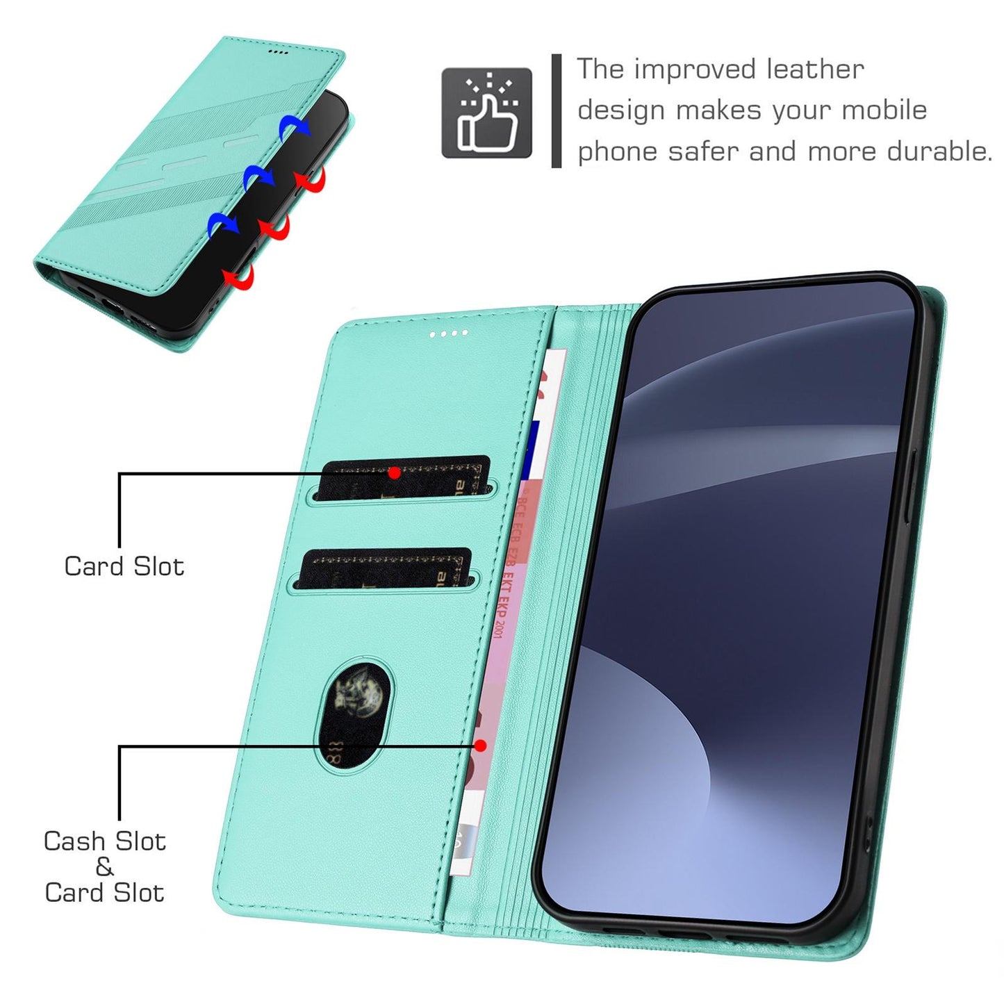 For Redmi K90 Pro Max / Poco F8 Ultra 5G Embossed Multi-functional Wallet Retro Leather Phone Case(Mint Green)