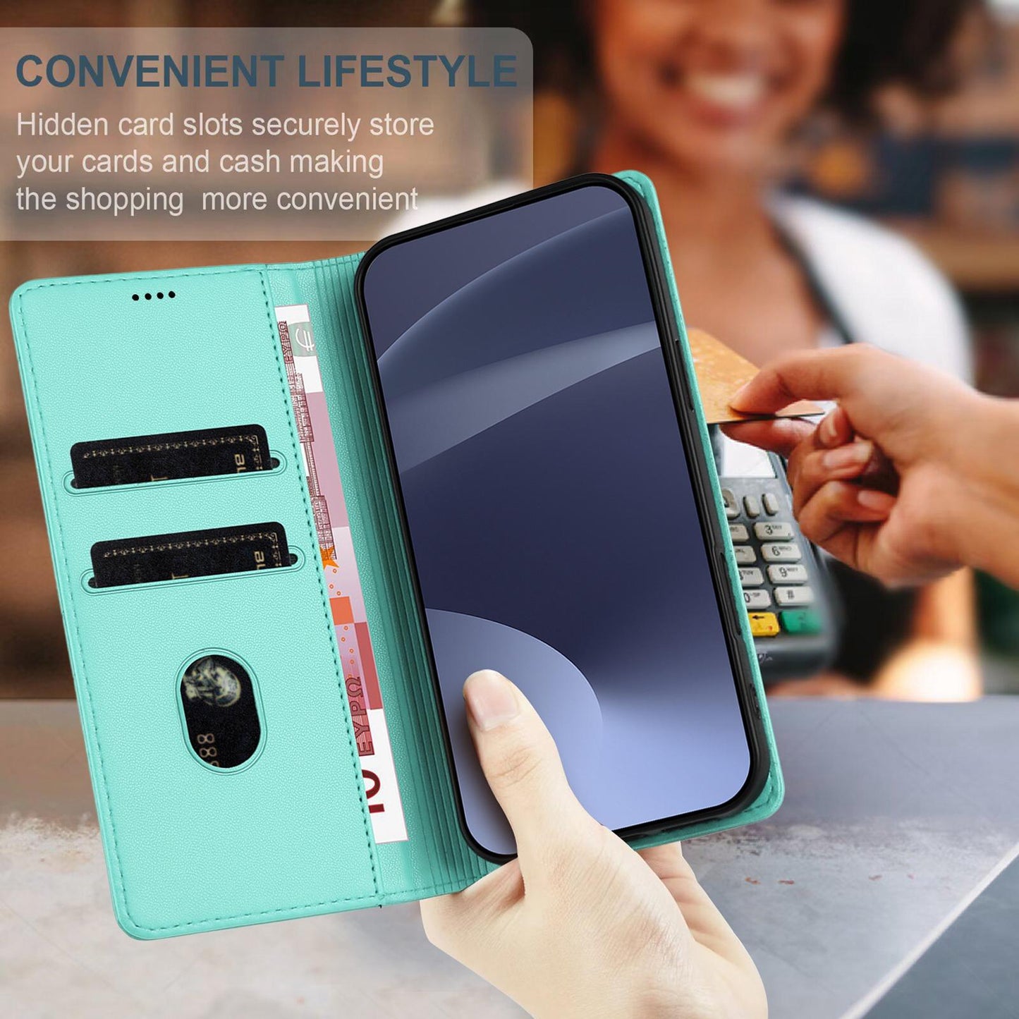 For Redmi K90 Pro Max / Poco F8 Ultra 5G Embossed Multi-functional Wallet Retro Leather Phone Case(Mint Green)
