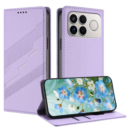 For Redmi K90 Pro Max / Poco F8 Ultra 5G Embossed Multi-functional Wallet Retro Leather Phone Case(Light Purple)