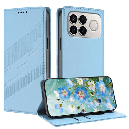 For Redmi K90 Pro Max / Poco F8 Ultra 5G Embossed Multi-functional Wallet Retro Leather Phone Case(Light Blue)