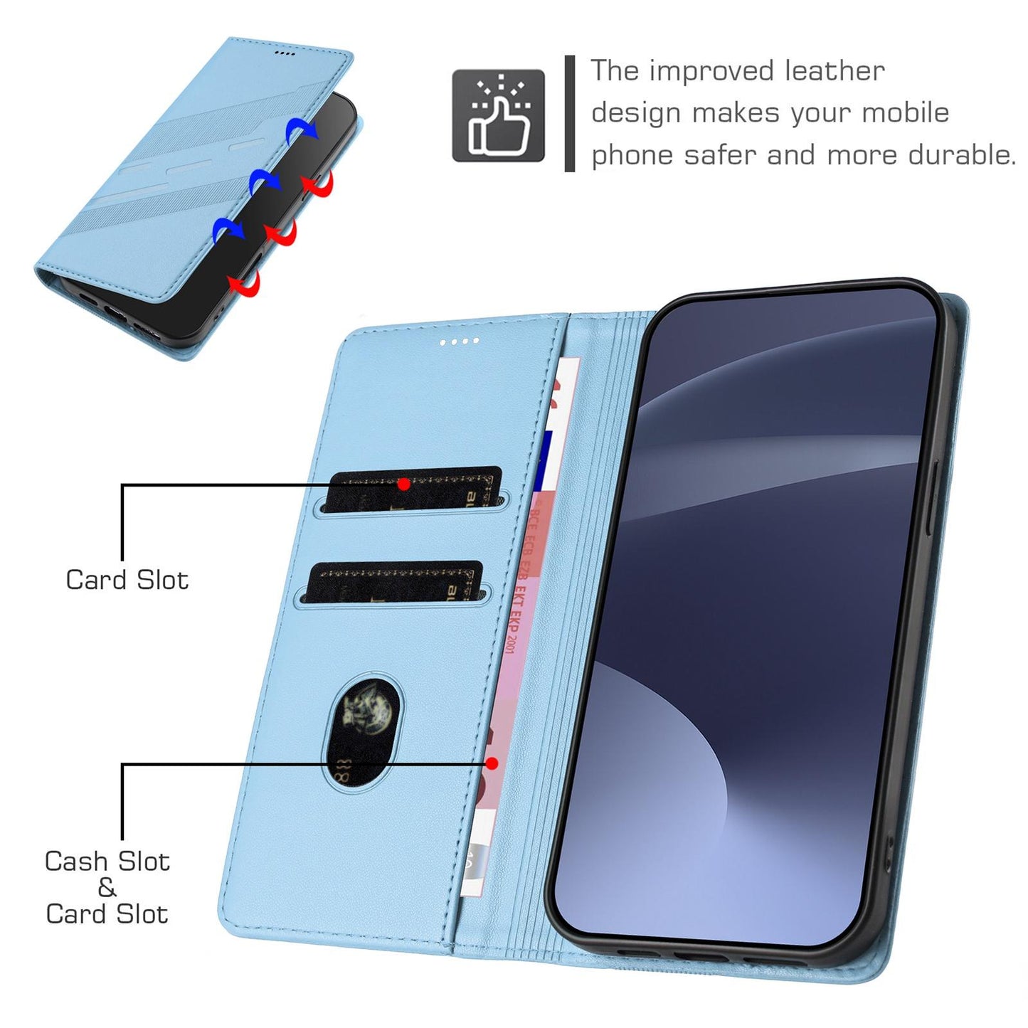 For Redmi K90 Pro Max / Poco F8 Ultra 5G Embossed Multi-functional Wallet Retro Leather Phone Case(Light Blue)