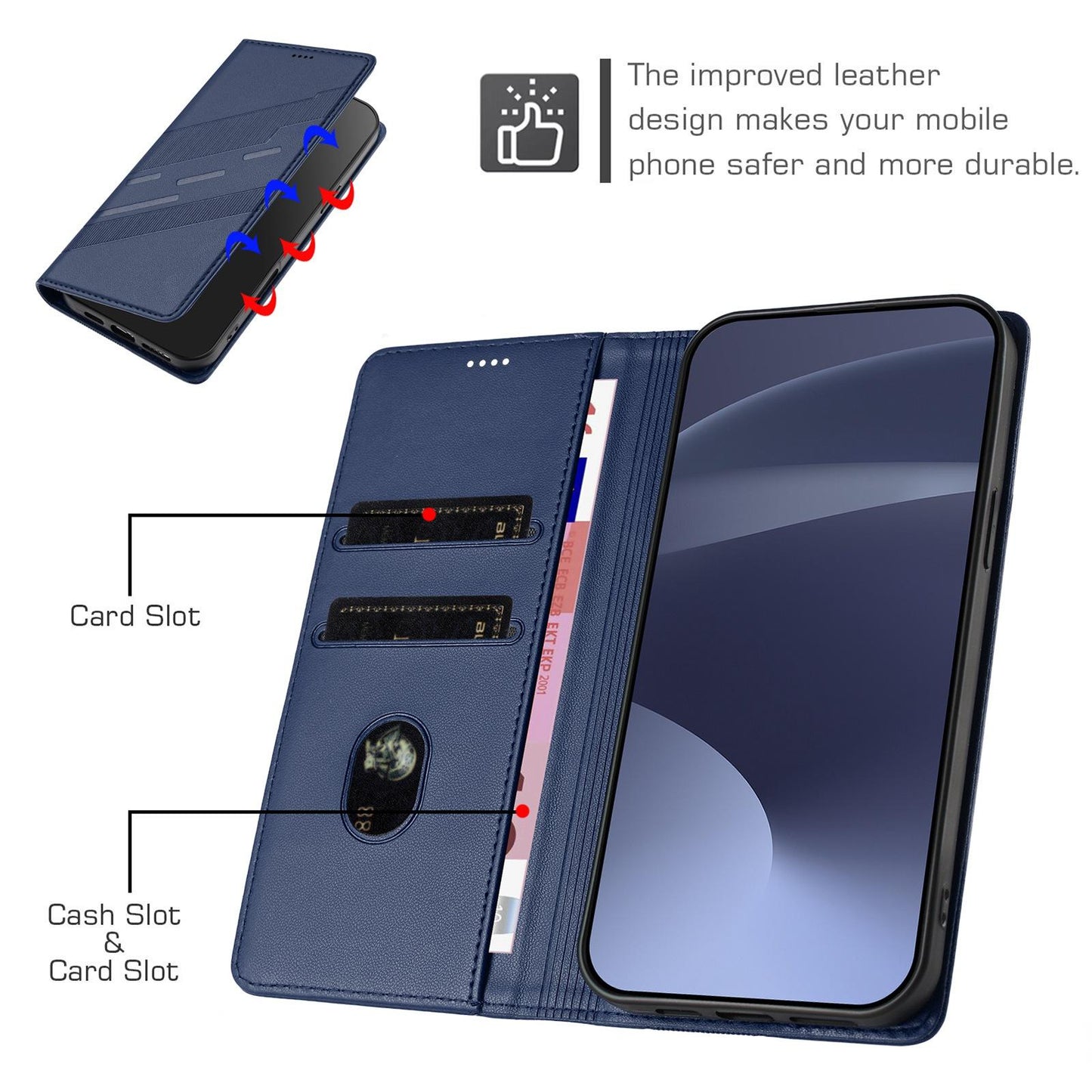 For Redmi K90 Pro Max / Poco F8 Ultra 5G Embossed Multi-functional Wallet Retro Leather Phone Case(Dark Blue)