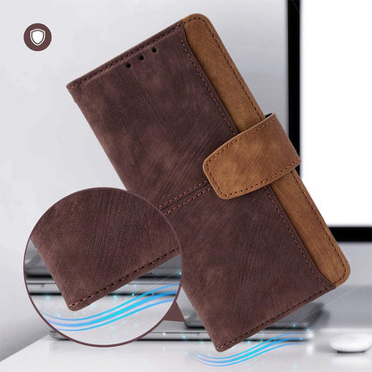 For Redmi K90 Pro Max / Poco F8 Ultra Color Stitching Skin Feel Leather RFID Blocking Phone Case(Brown)