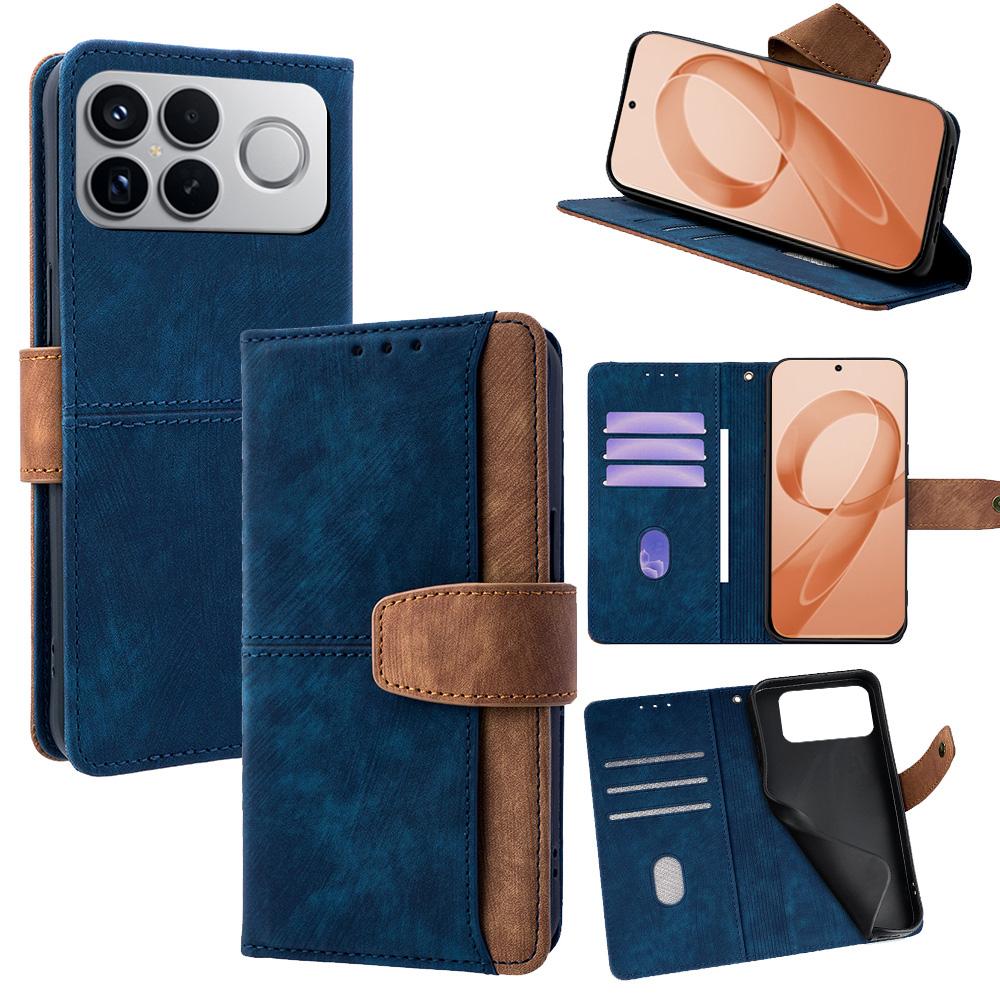 For Redmi K90 Pro Max / Poco F8 Ultra Color Stitching Skin Feel Leather RFID Blocking Phone Case(Blue)