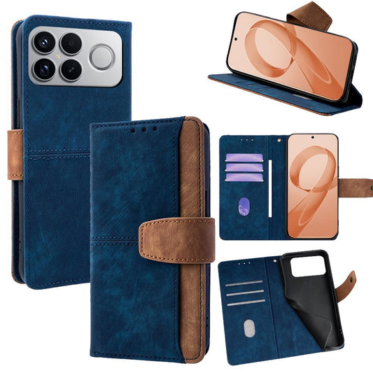 For Redmi K90 Pro Max / Poco F8 Ultra Color Stitching Skin Feel Leather RFID Blocking Phone Case(Blue)
