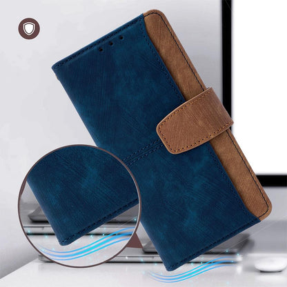 For Redmi K90 Pro Max / Poco F8 Ultra Color Stitching Skin Feel Leather RFID Blocking Phone Case(Blue)
