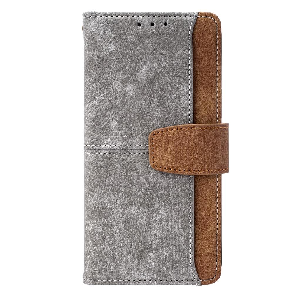 For Redmi K90 Pro Max / Poco F8 Ultra Color Stitching Skin Feel Leather RFID Blocking Phone Case(Grey)