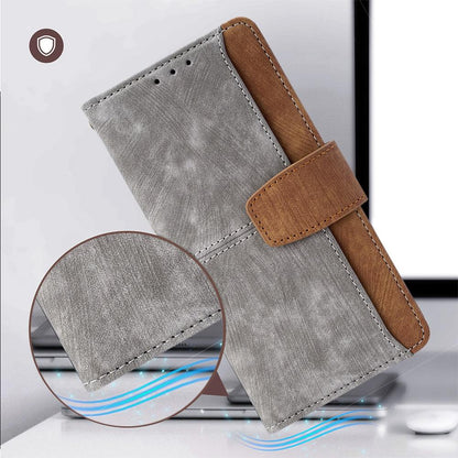 For Redmi K90 Pro Max / Poco F8 Ultra Color Stitching Skin Feel Leather RFID Blocking Phone Case(Grey)