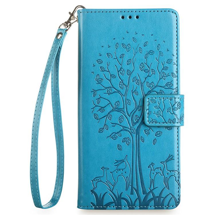 For Redmi K90 Pro Max / Poco F8 Ultra Tree & Deer Embossed Leather Phone Case(Blue)