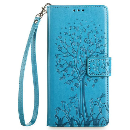 For Redmi K90 Pro Max / Poco F8 Ultra Tree & Deer Embossed Leather Phone Case(Blue)