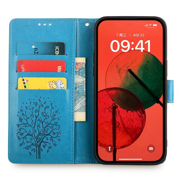 For Redmi K90 Pro Max / Poco F8 Ultra Tree & Deer Embossed Leather Phone Case(Blue)