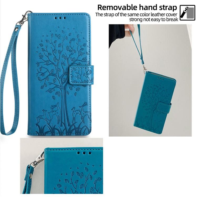 For Redmi K90 Pro Max / Poco F8 Ultra Tree & Deer Embossed Leather Phone Case(Blue)