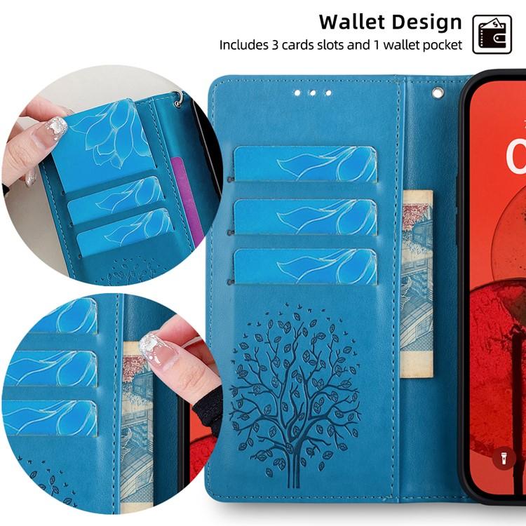 For Redmi K90 Pro Max / Poco F8 Ultra Tree & Deer Embossed Leather Phone Case(Blue)