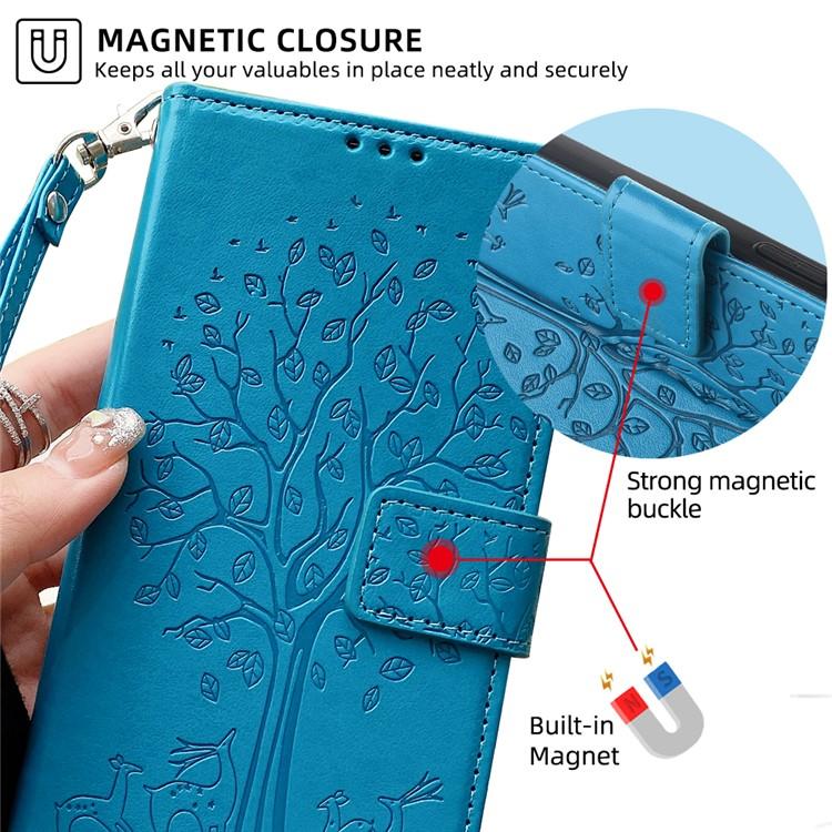 For Redmi K90 Pro Max / Poco F8 Ultra Tree & Deer Embossed Leather Phone Case(Blue)