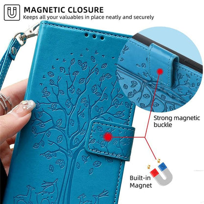 For Redmi K90 Pro Max / Poco F8 Ultra Tree & Deer Embossed Leather Phone Case(Blue)