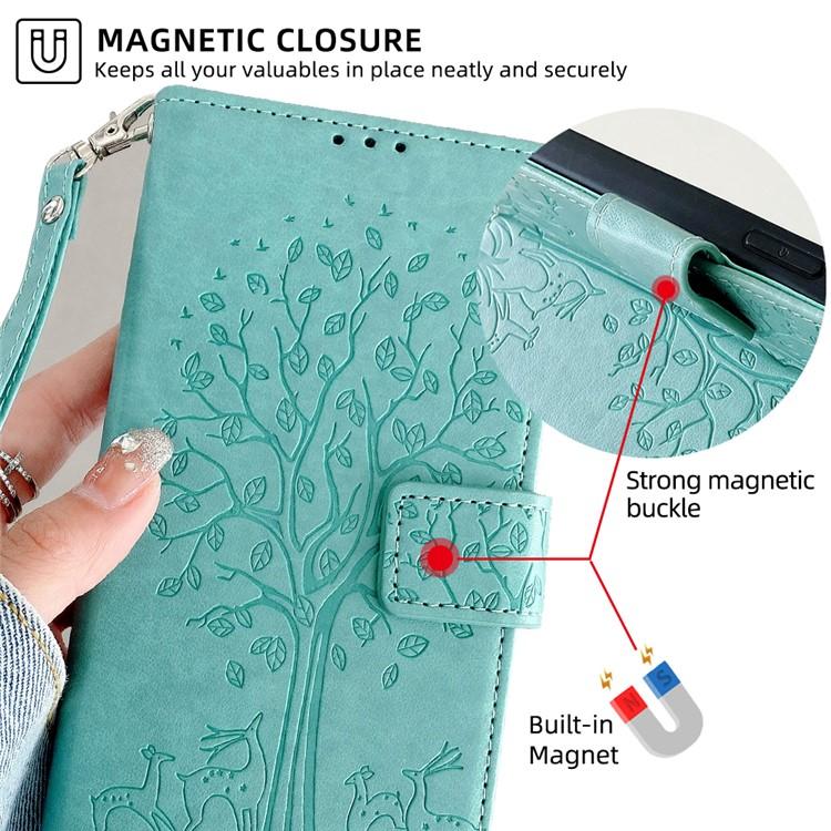 For Redmi K90 Pro Max / Poco F8 Ultra Tree & Deer Embossed Leather Phone Case(Green)