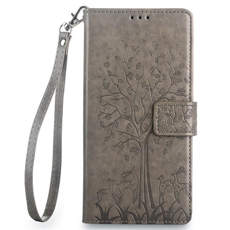 For Redmi K90 Pro Max / Poco F8 Ultra Tree & Deer Embossed Leather Phone Case(Grey)