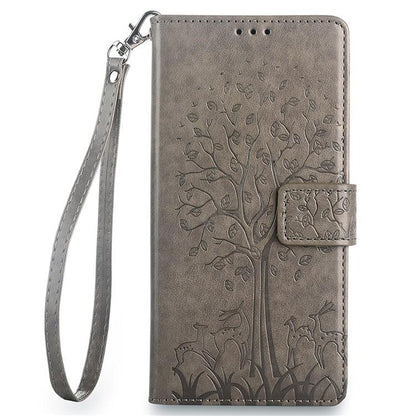 For Redmi K90 Pro Max / Poco F8 Ultra Tree & Deer Embossed Leather Phone Case(Grey)