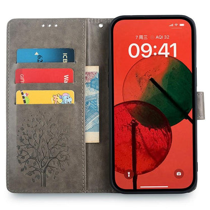 For Redmi K90 Pro Max / Poco F8 Ultra Tree & Deer Embossed Leather Phone Case(Grey)