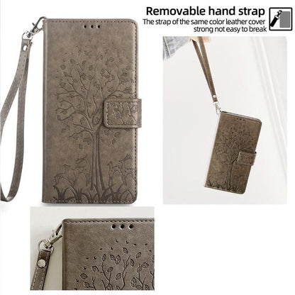 For Redmi K90 Pro Max / Poco F8 Ultra Tree & Deer Embossed Leather Phone Case(Grey)