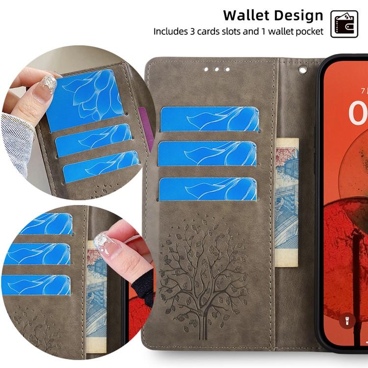 For Redmi K90 Pro Max / Poco F8 Ultra Tree & Deer Embossed Leather Phone Case(Grey)