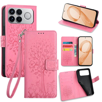 For Redmi K90 Pro Max / Poco F8 Ultra Tree & Deer Embossed Leather Phone Case(Pink)