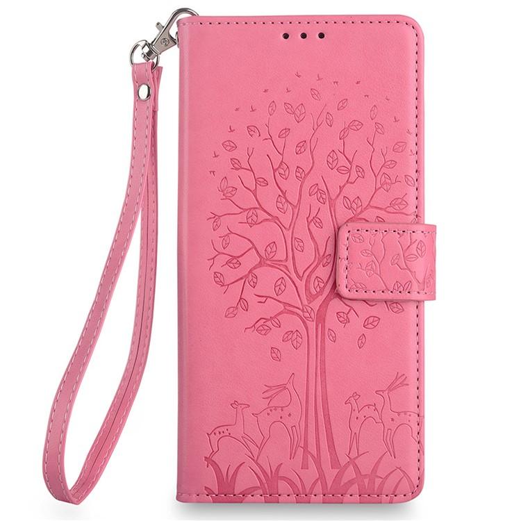 For Redmi K90 Pro Max / Poco F8 Ultra Tree & Deer Embossed Leather Phone Case(Pink)