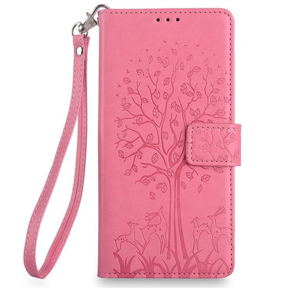 For Redmi K90 Pro Max / Poco F8 Ultra Tree & Deer Embossed Leather Phone Case(Pink)