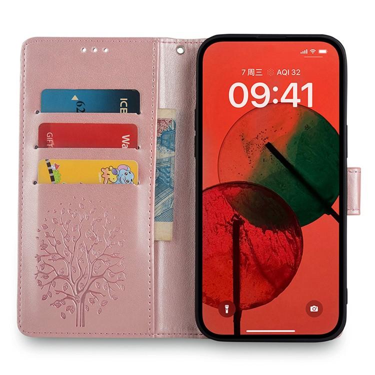 For Redmi K90 Pro Max / Poco F8 Ultra Tree & Deer Embossed Leather Phone Case(Rose Gold)