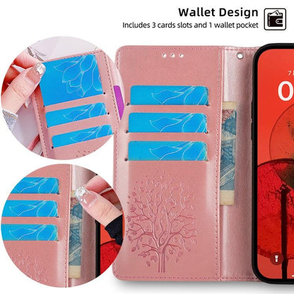 For Redmi K90 Pro Max / Poco F8 Ultra Tree & Deer Embossed Leather Phone Case(Rose Gold)