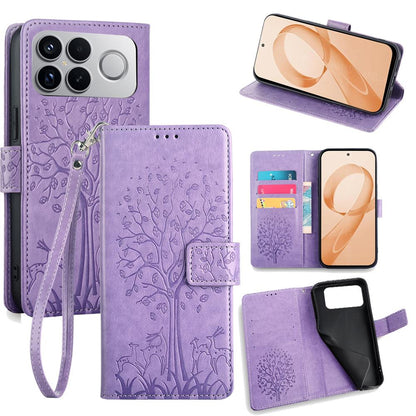 For Redmi K90 Pro Max / Poco F8 Ultra Tree & Deer Embossed Leather Phone Case(Purple)
