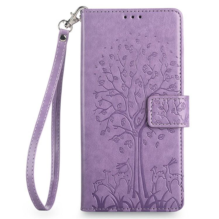 For Redmi K90 Pro Max / Poco F8 Ultra Tree & Deer Embossed Leather Phone Case(Purple)