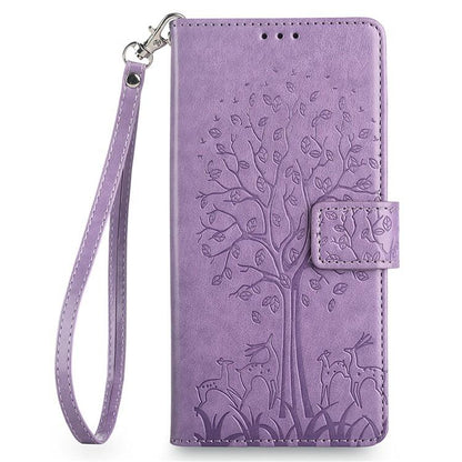 For Redmi K90 Pro Max / Poco F8 Ultra Tree & Deer Embossed Leather Phone Case(Purple)
