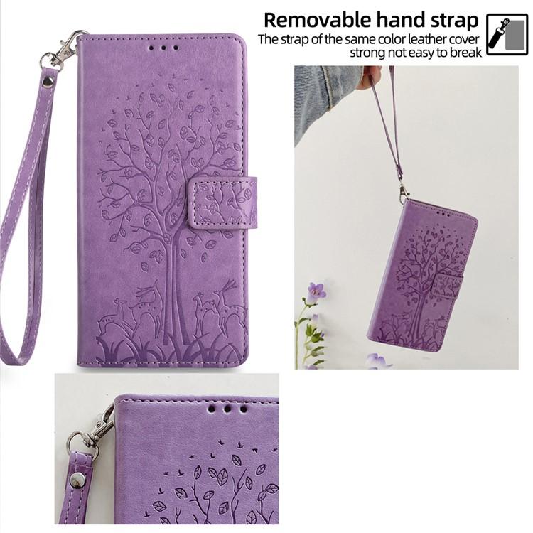 For Redmi K90 Pro Max / Poco F8 Ultra Tree & Deer Embossed Leather Phone Case(Purple)