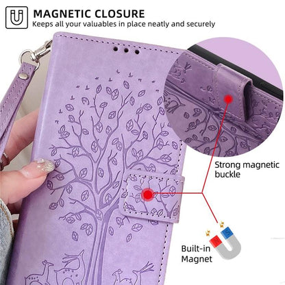 For Redmi K90 Pro Max / Poco F8 Ultra Tree & Deer Embossed Leather Phone Case(Purple)
