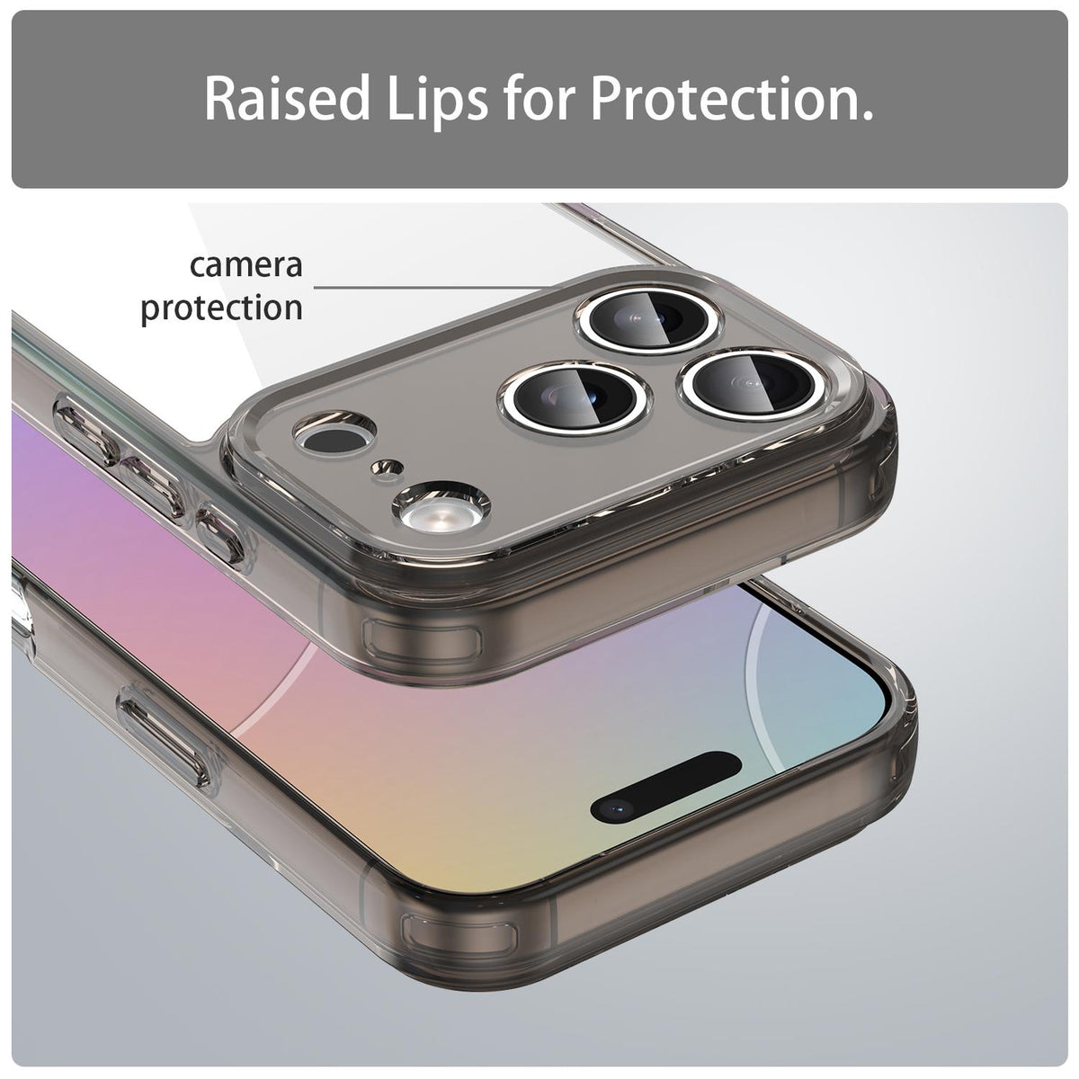 For iPhone 18 Pro PC Hybrid TPU Airbag Shockproof Phone Case - Transparent Black - EDA007843516A