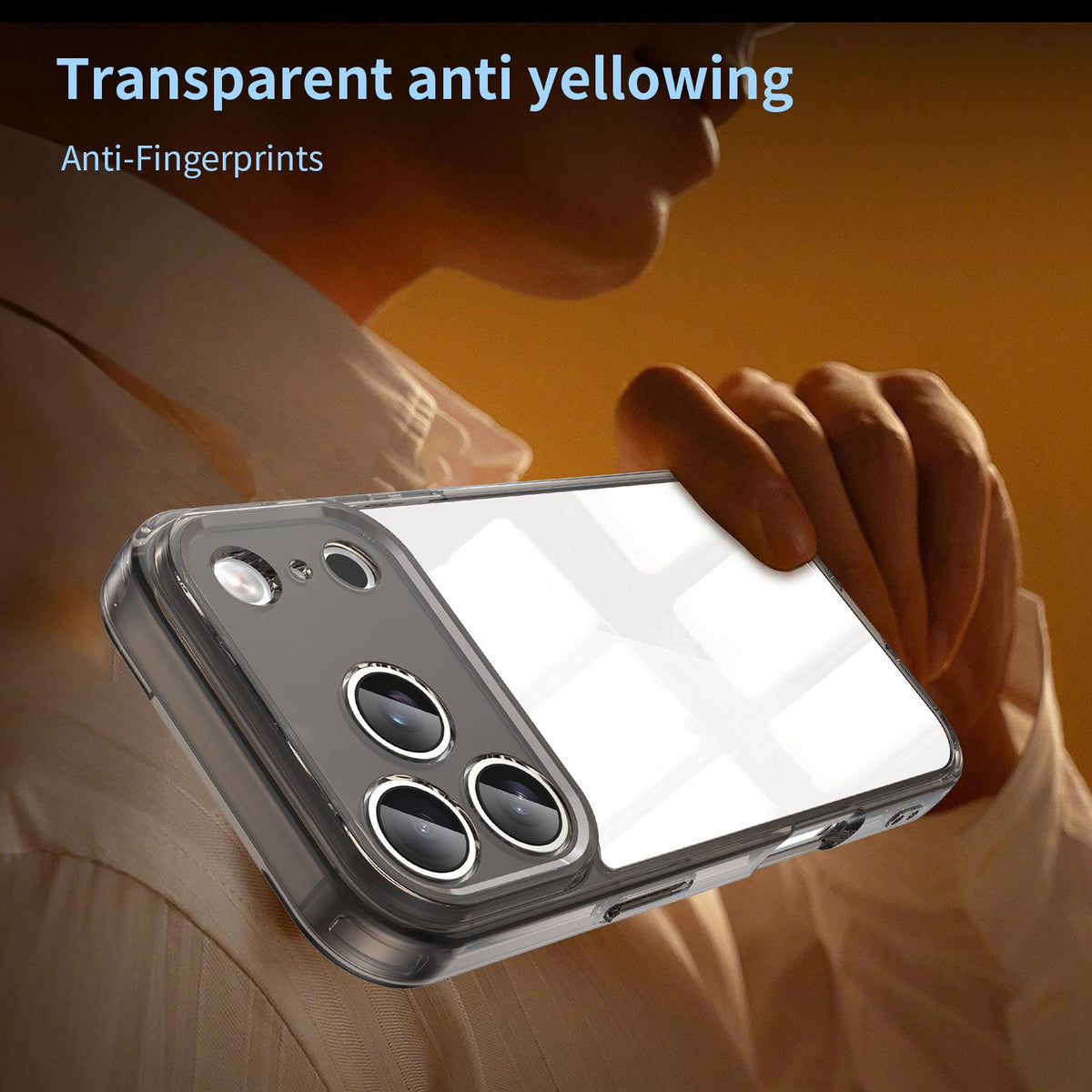 For iPhone 18 Pro PC Hybrid TPU Airbag Shockproof Phone Case - Transparent Black - EDA007843516A
