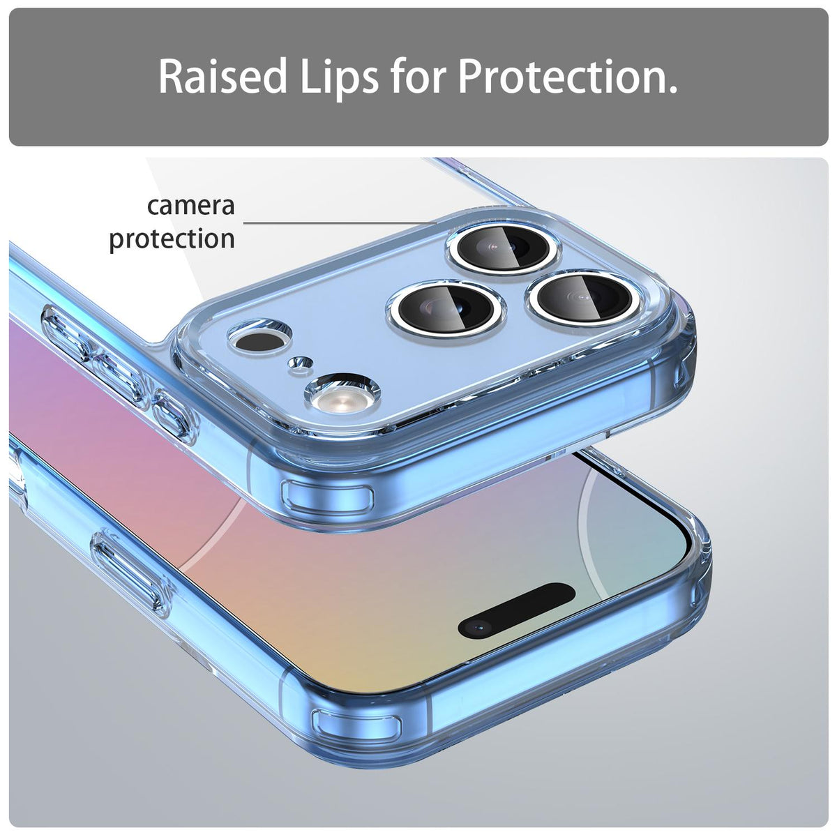 For iPhone 18 Pro PC Hybrid TPU Airbag Shockproof Phone Case - Transparent Blue - EDA007843516B